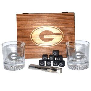 Georgia Bulldogs Rocks Glass Set — 2 Glasses + Stone Cubes + Box — New, Unused